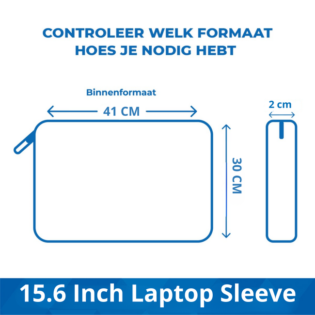 Case2go - Laptop Sleeve geschikt voor Macbook, Laptop en Chromebooks - Met extra vak - Met Handvat - Laptoptas - 15.6 Inch - Roze