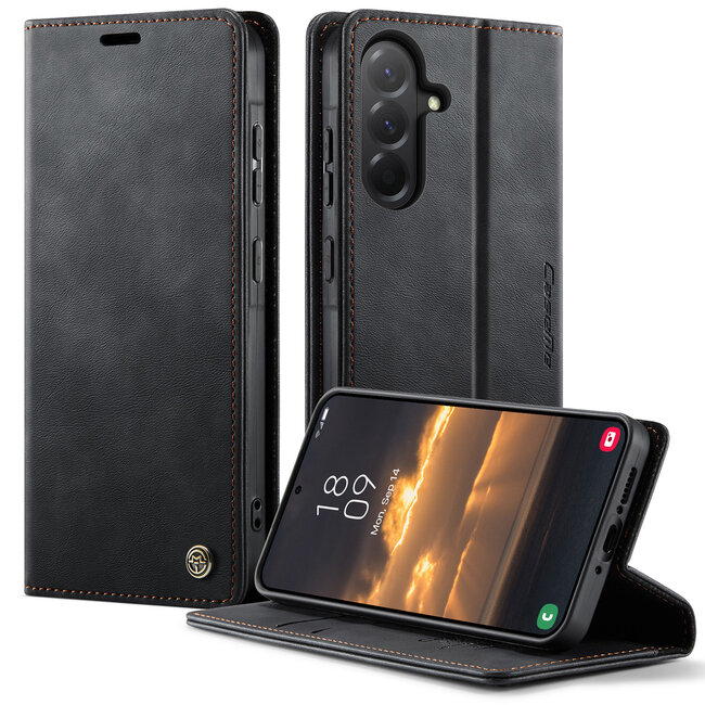 Caseme - Telefoonhoesje geschikt voor Samsung Galaxy A36 - Met Magnetische Sluiting - Book Case - Met Pasjes Houder - Zwart