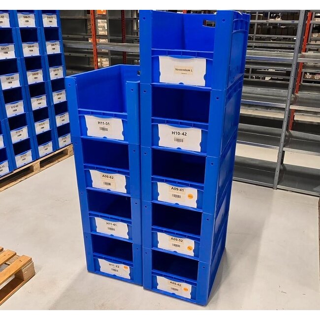 20 stuks - Kunststof Magazijnbak - 60 x 40 x 30 cm - Blauw