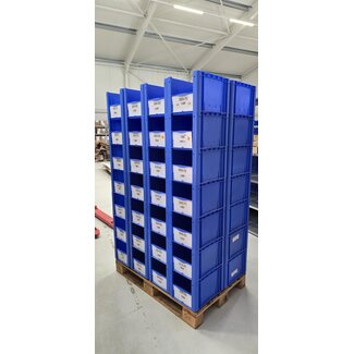 48 stuks - Kunststof Magazijnbak - 40 x 30 x 25 cm - Blauw