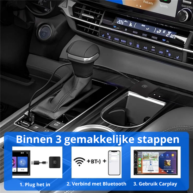 Case2go - Apple Carplay adapter - Android auto - Zwart