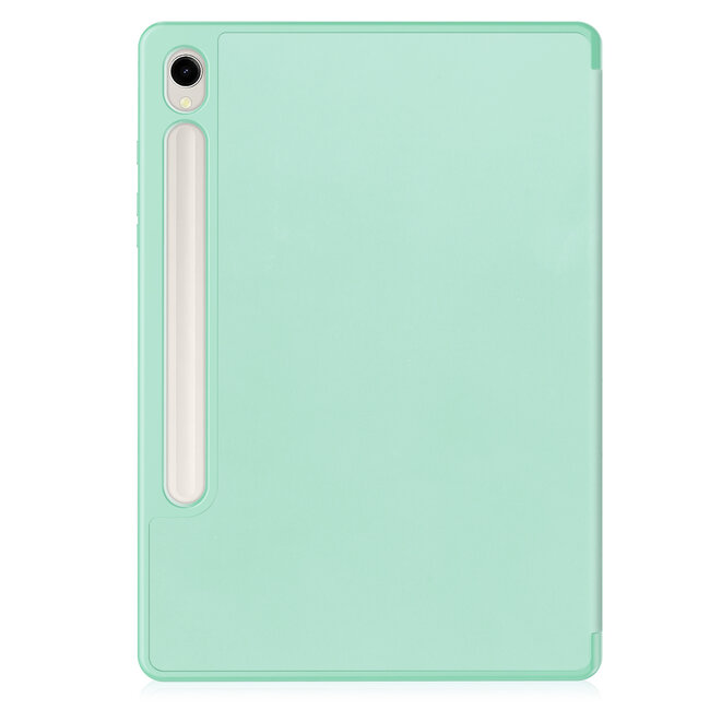 Case2go - Tablet hoes geschikt voor Samsung Galaxy Tab S9 (2023) - Auto Wake/Sleep functie - Tri-Fold Book Case met penhouder - Mint