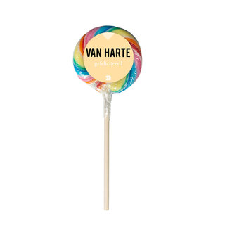 Regenboog lolly - van harte! - per 6