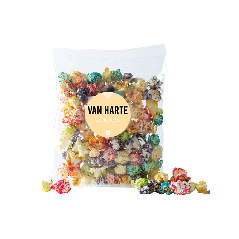 Eat your present Gekleurde popcorn - van harte - per 6