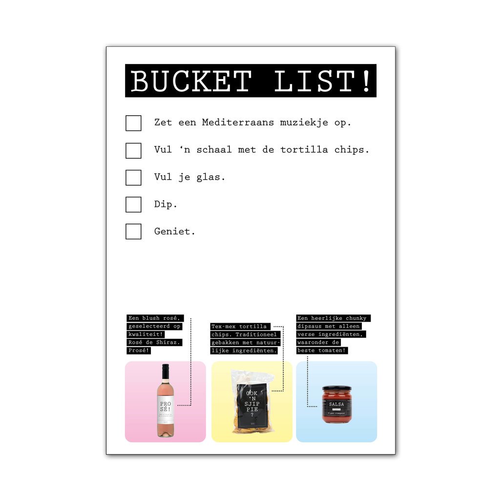 Flessenwerk The bucket list - rosé - kaartenset - per 12
