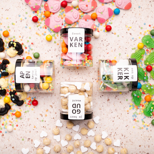 Snoep Mix tray - Goud waard - Feestvarken - Opkikker - Apentrots - per 16