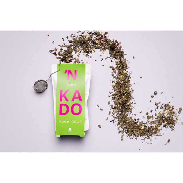 Een thee KADO voor jou! - een kleurrijk kado met metalen zeef-stazak-per 6