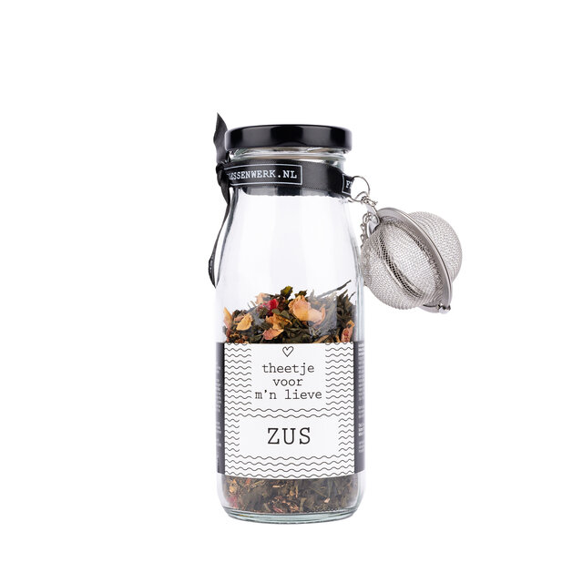 Theetje voor m'n lieve zus - thee in fles met kaart en thee ei - per  6