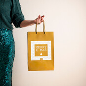 Giftbag klein - MERRY CHRISTMAS - goud - mt 24 x 12 x 36 per 12