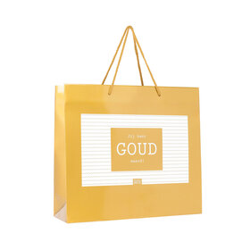 Giftbag groot - Jij bent GOUD waard - goud - mt 40 x 12 x 36 per 12