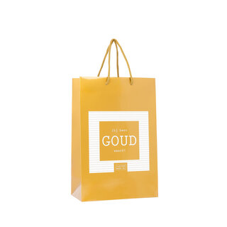 Giftbag klein - Jij bent GOUD waard - goud  - mt 24 x 12 x 36 per 12