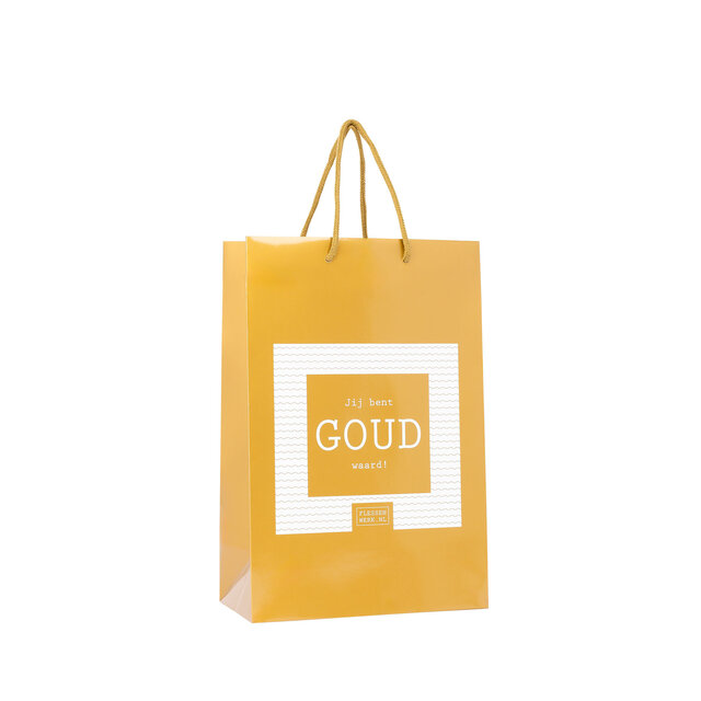 Giftbag klein - Jij bent GOUD waard - goud  - mt 24 x 12 x 36 per 12