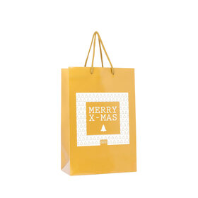 Giftbag klein - MERRY CHRISTMAS - goud - mt 24 x 12 x 36 per 12