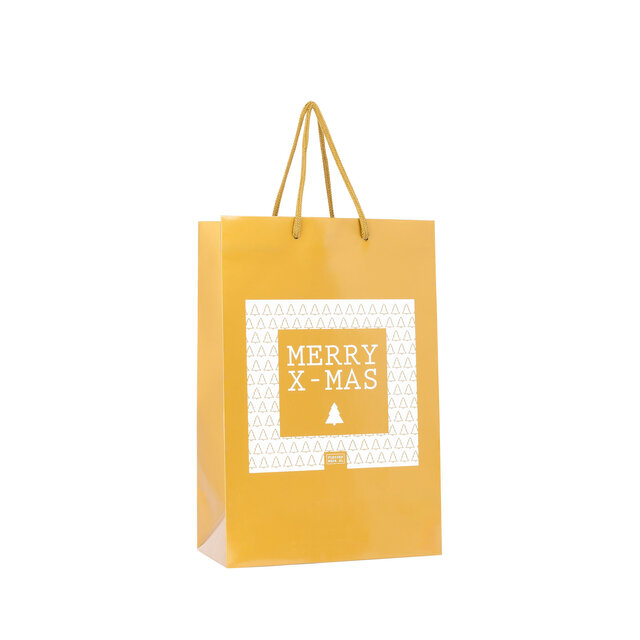Giftbag klein - MERRY CHRISTMAS - goud - mt 24 x 12 x 36 per 12