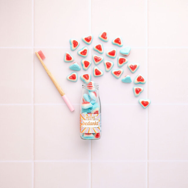 Snoepflesje 250 ml - Hartstikke Bedankt - met tandenborstel - per 6