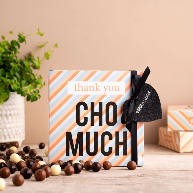 Thank you cho much - chocola  in  cadeau-doosje - per 12 Thank you cho much - chocola  in  cadeau-doosje - per 12