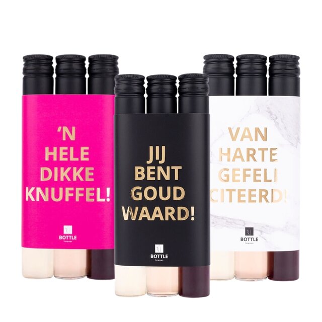 3 wijntubes - Gouden wikkel - mixpakket - per 24