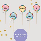 Regenboog lolly - mix doos - per 30 Regenboog lolly - mix doos - per 30