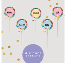 Regenboog lolly - mix doos moeder/vader/school - per 30