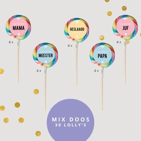 Regenboog lolly - mix doos moeder/vader/school - per 30
