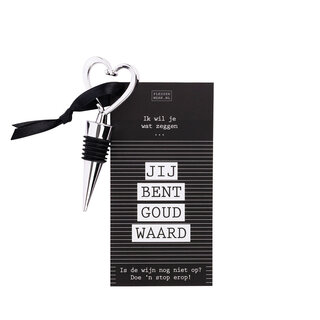 Wijnstop met kaart – Jij bent goud waard! - per 6