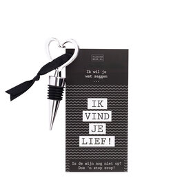 Wijnstop met kaart– Ik vind je lief! - per 6