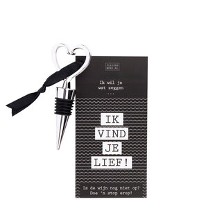 Wijnstop met kaart– Ik vind je lief! - per 6