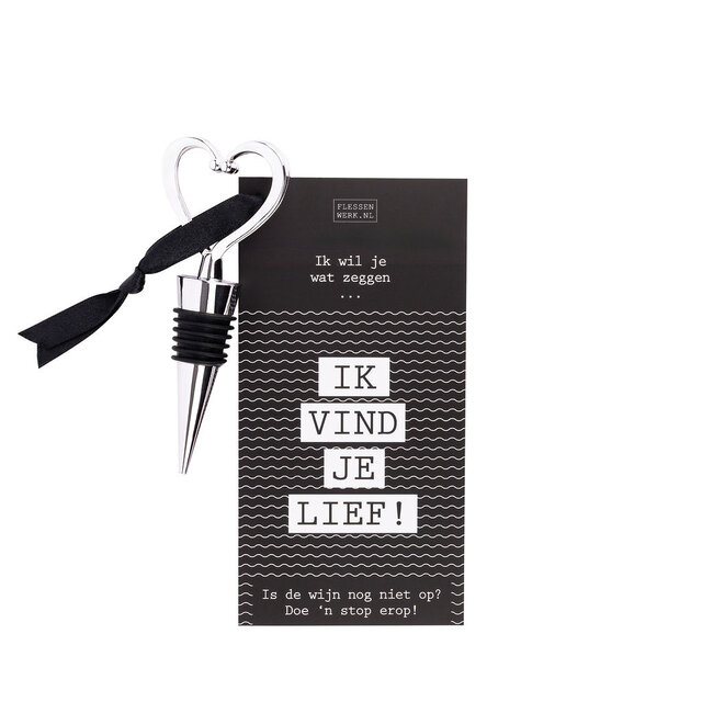Wijnstop met kaart– Ik vind je lief! - per 6