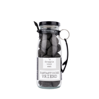 Dropflesje 250 ml ‘n Droppie voor een fantastische vriend! met flessen opener- per 6