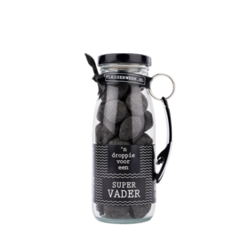 Dropflesje 250 ml ‘n Droppie voor een supervader! met flessen opener- per 6