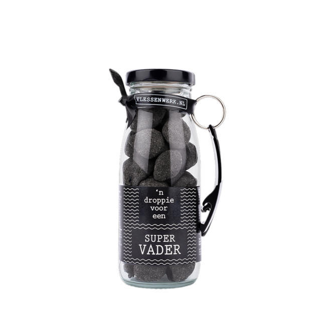 Dropflesje 250 ml ‘n Droppie voor een supervader! met flessen opener- per 6
