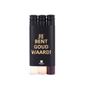 3 wijntubes - Zwart/Gouden wikkel - Jij bent GOUD waard - per 12