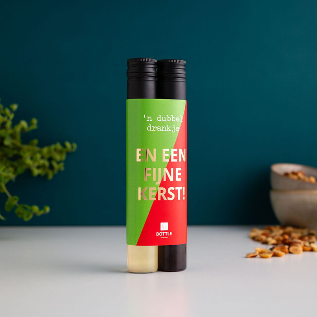 'n Dubbel drankje - En een fijne kerst!  (Groen/Rood/Goud) - per 12