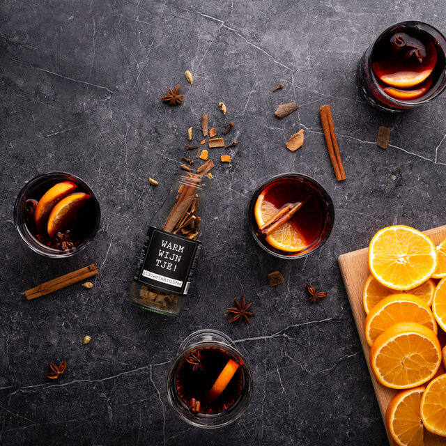 Warm wijntje - gluhwein kruiden in flesje - per 6