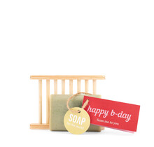 Soapbar met zeepbakje  - Happy B-day - per 6