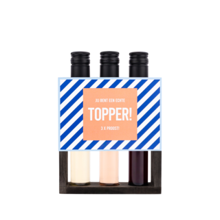 PRIMERA - Wijngift - tubes in rekje - Jij bent een echte TOPPER, 3 x proost! - per 6