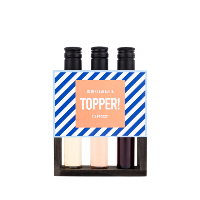 PRIMERA - Wijngift - tubes in rekje - Jij bent een echte TOPPER, 3 x proost! - per 6