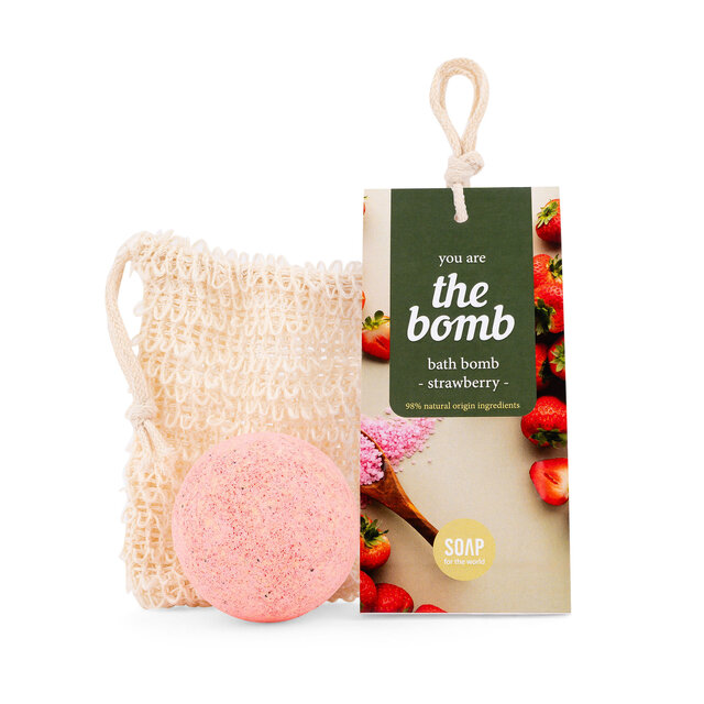You're the bomb! Bruisbal met washand - Strawberry - per 6
