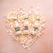 Beterschap snoepjes - Fles met vilt hartje - per 6