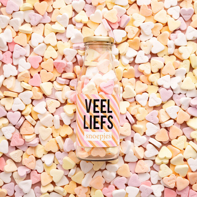 Veel liefs snoepjes - Fles met vilt hartje - per 6