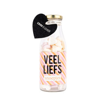 Veel liefs snoepjes - Fles met vilt hartje - per 6