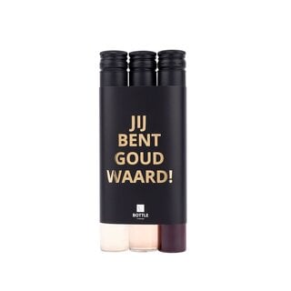 3 wijntubes - Zwart/Gouden wikkel - Jij bent GOUD waard - per 6