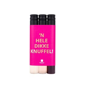 3 wijntubes - Roze/Gouden wikkel - Dikke knuffel- per 6
