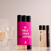 3 wijntubes - Roze/Gouden wikkel - Dikke knuffel- per 6