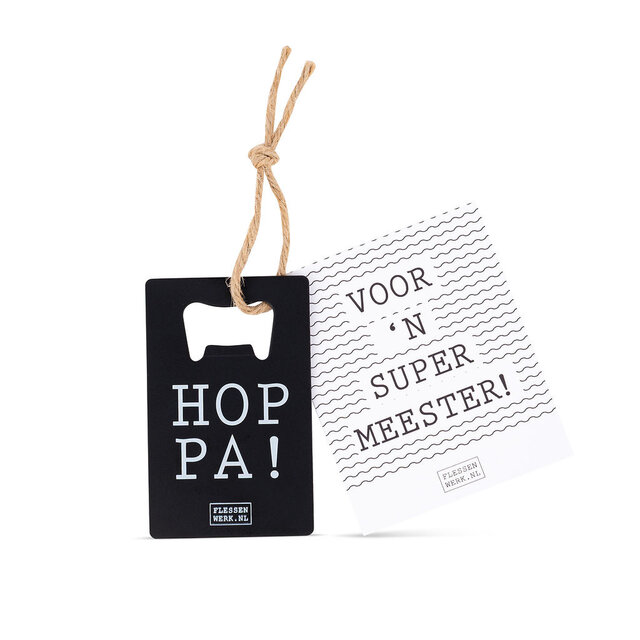Flessenopener met kaart - Voor een super meester - per 6