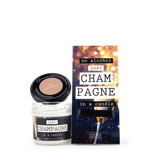 No alcohol - JUST CHAMPAGNE - in a candle, in luxe verpakking - per 6
