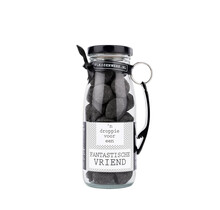 Dropflesje 250 ml ‘n Droppie voor een fantastische vriend! met flessen opener- per 6