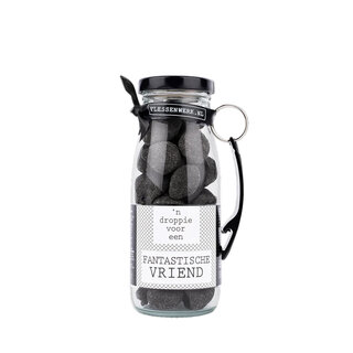 Dropflesje 250 ml ‘n Droppie voor een fantastische vriend! met flessen opener- per 6