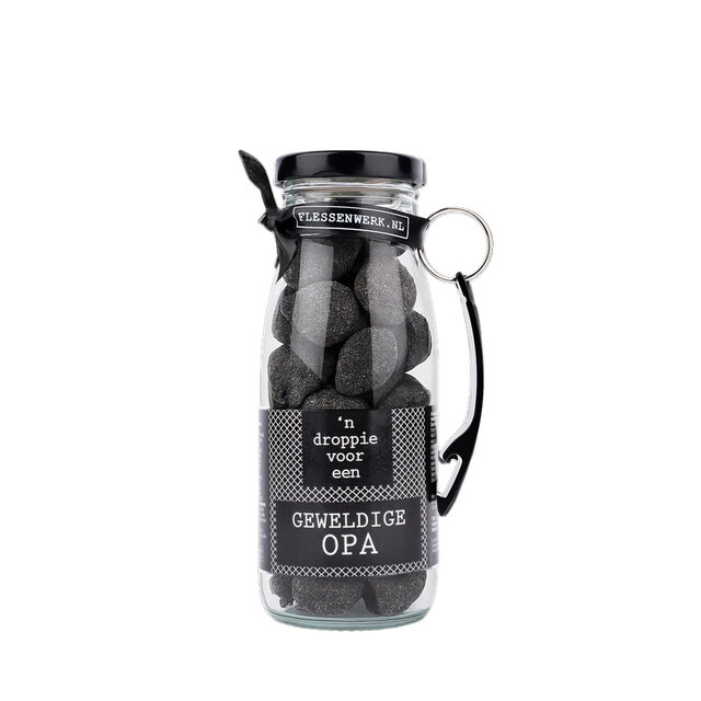 Dropflesje 250 ml ‘n Droppie voor een geweldige opa! met flessen opener- per 6