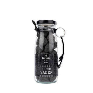 Dropflesje 250 ml ‘n Droppie voor een supervader! met flessen opener- per 6